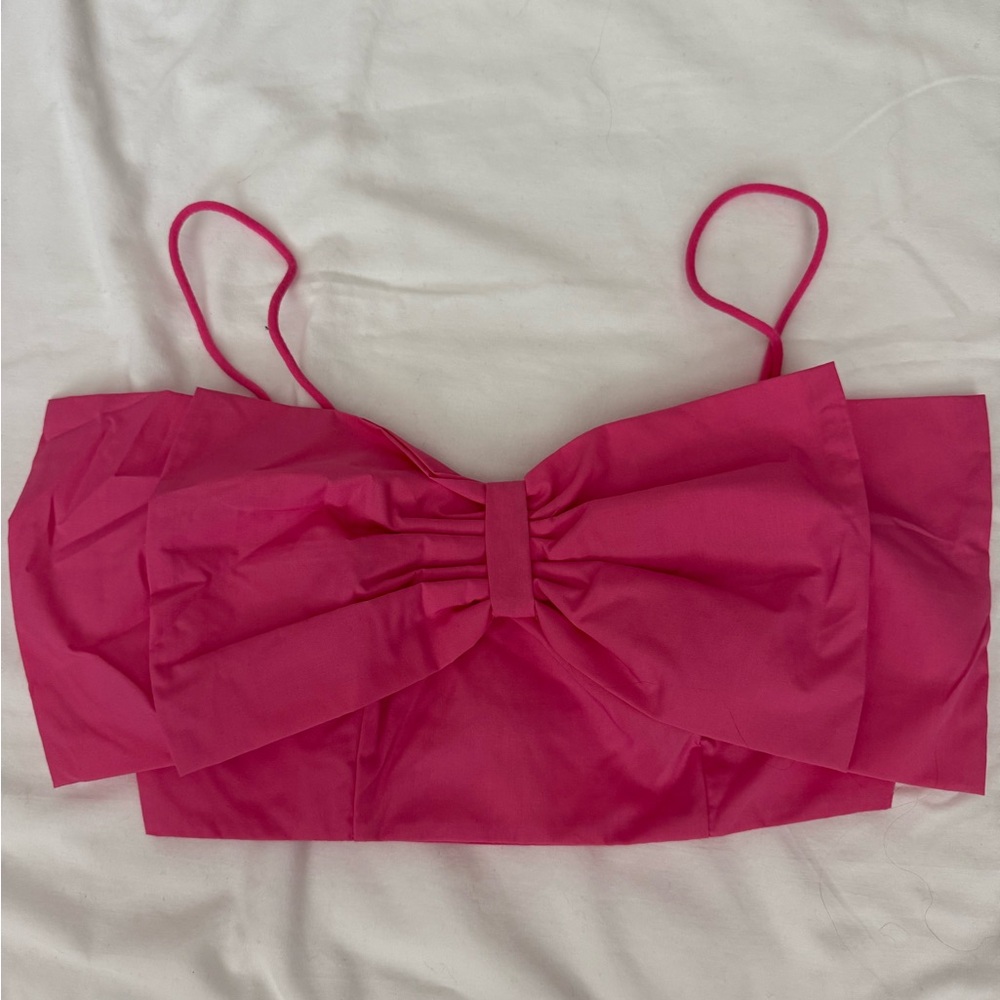 Hot Pink Bow Crop Top